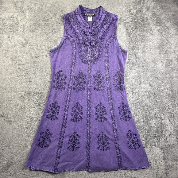 The Pyramid Collection Dresses & Skirts - Pyramid Collection Tunic Dress Purple Embroidered S Renaissance Boho Festival